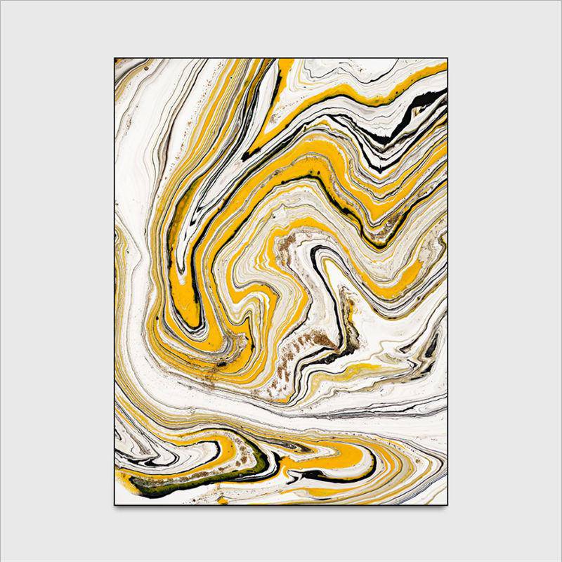 Tapis moderne rectangle blanc et jaune style abstrait