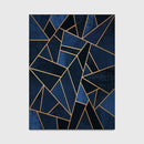 Tapis rectangle géométrique bleu et doré Rugs