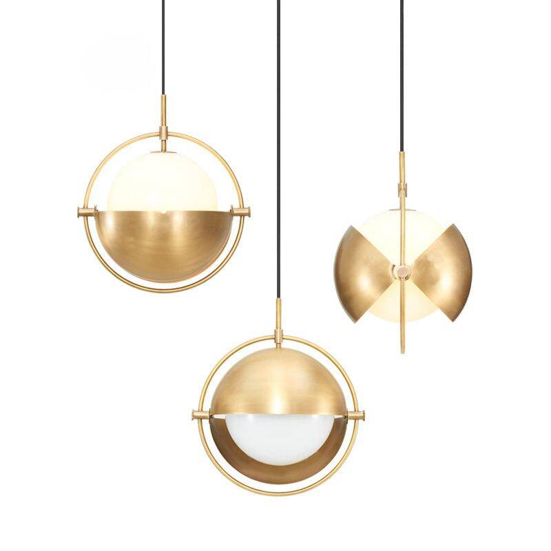 Suspension design à LED avec abat-jour en métal doré style Ball - vue 4 sur 7