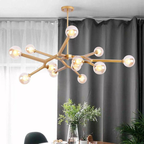 Lustre design LED boule de verre - vue 3 sur 10