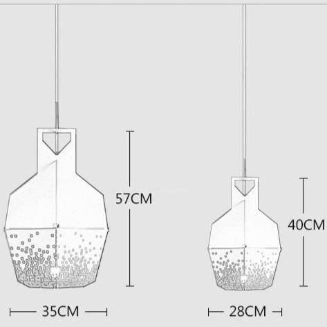 Suspension design LED avec métal coloré et à motifs style Hang