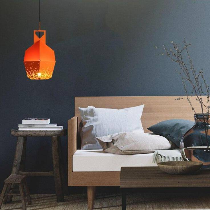 Suspension design LED avec métal coloré et à motifs style Hang - vue 5 sur 9