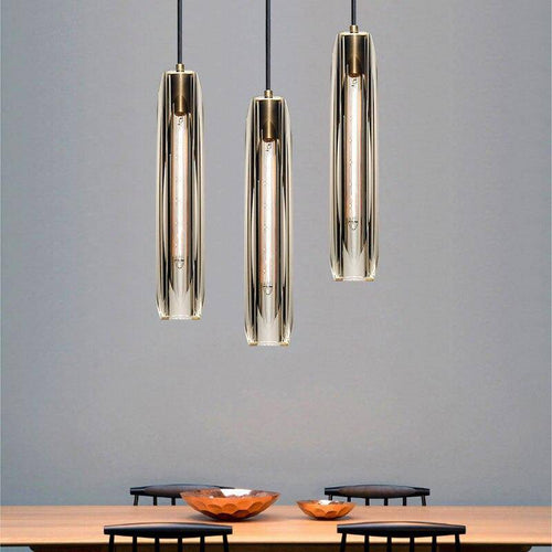 Suspension design à LED en forme de cristal allongé et verre de couleur Lofty - vue 3 sur 9