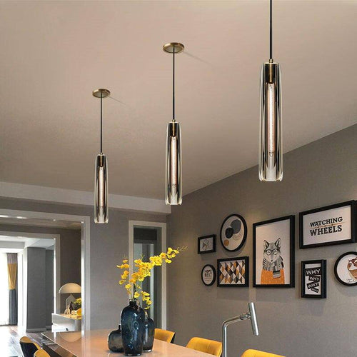 Suspension design à LED en forme de cristal allongé et verre de couleur Lofty - vue 6 sur 9