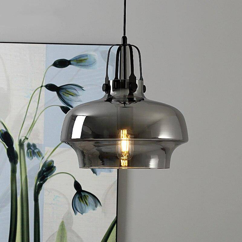 Suspension design LED en verre fumé arrondi style Hang - vue 4 sur 6
