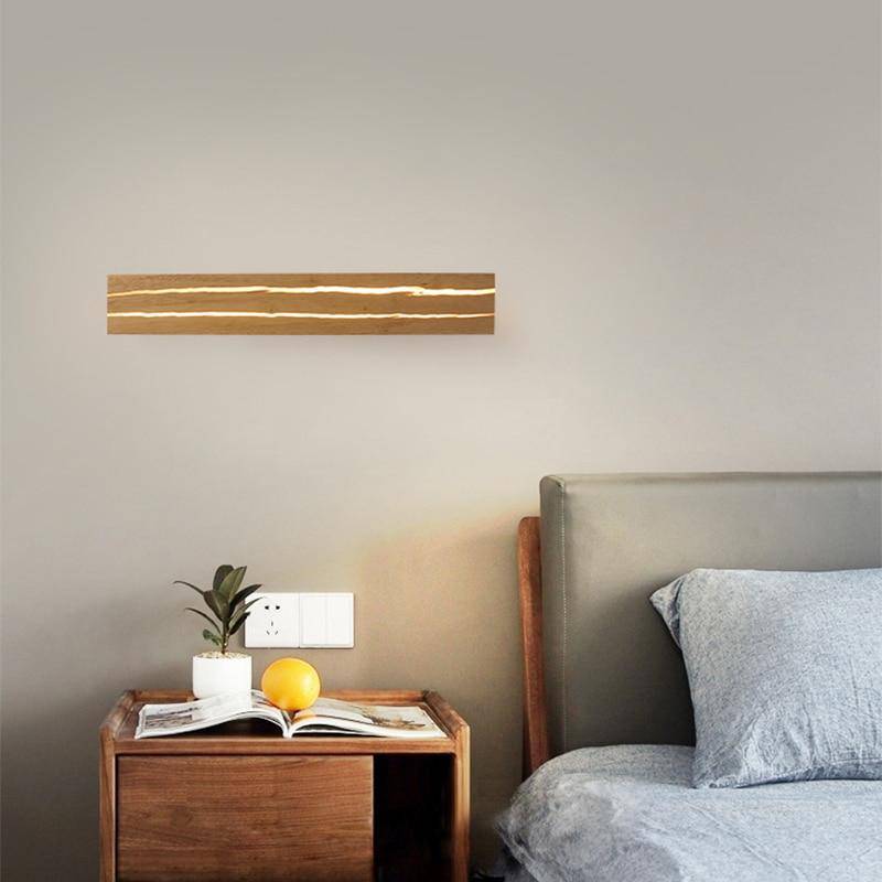 Applique murale design à LED rectangle en bois scandinave - vue 3 sur 4