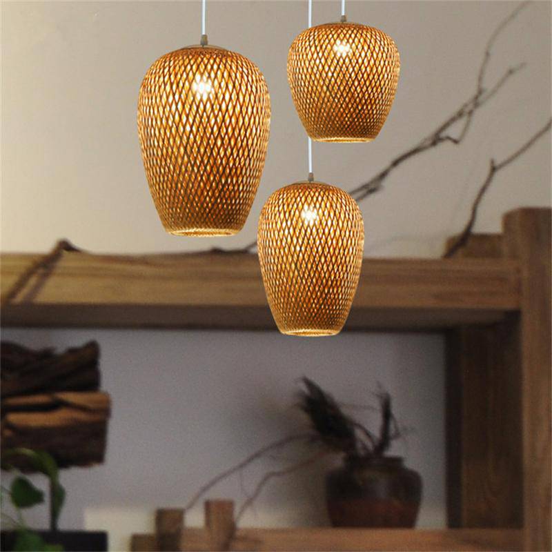 Suspension en rotin LED avec différentes formes arrondies Bamboo - vue 3 sur 9