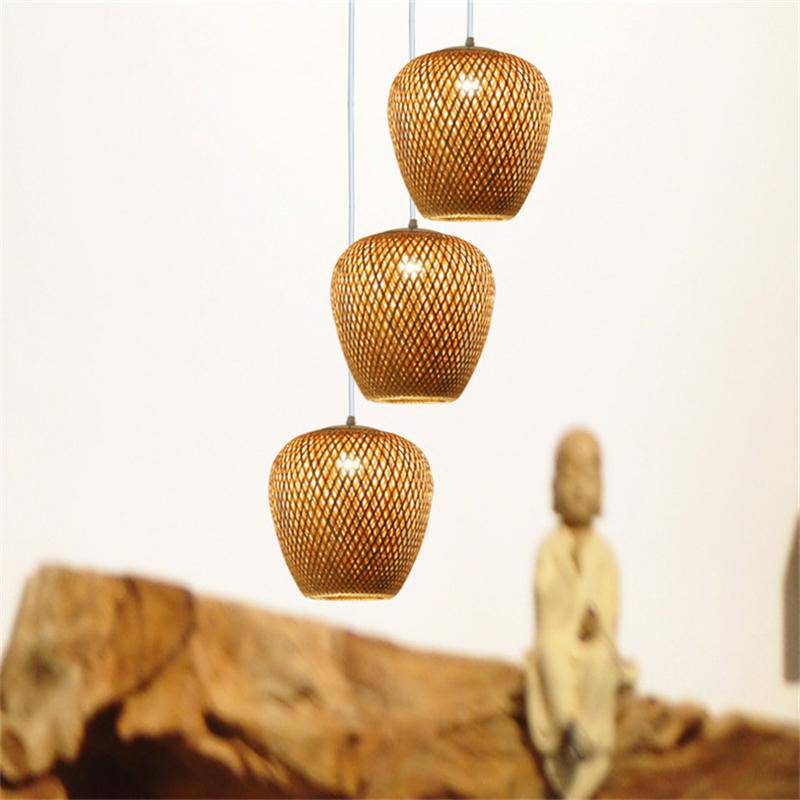 Suspension en rotin LED avec différentes formes arrondies Bamboo - vue 4 sur 9