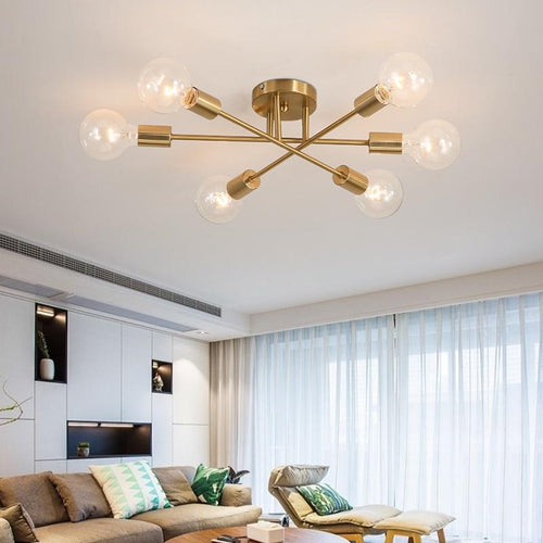 Plafonnier design LED avec 6 lampes entrecroisées en métal Eugie