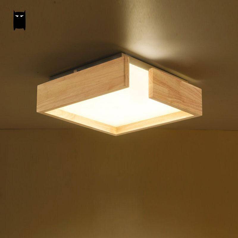Plafonnier en bois à LED en carré design