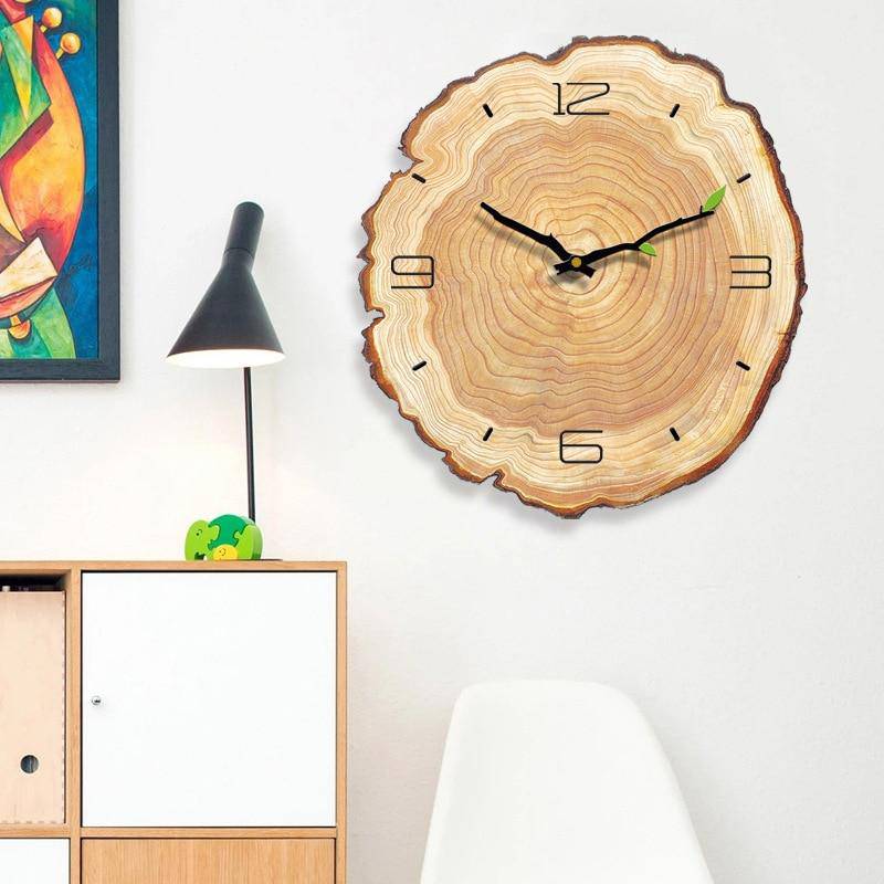 Horloge style tronc d'arbre en bois 30cm Sily