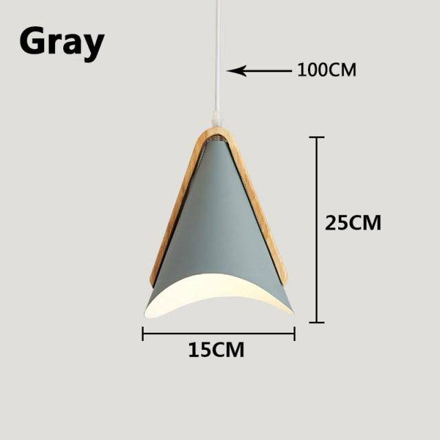 Suspension moderne LED en bois et métal coloré - vue 9 sur 8