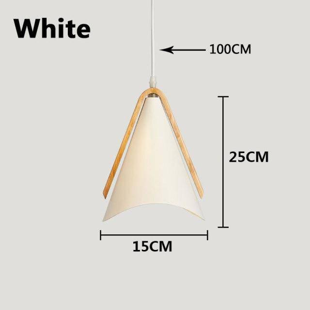 Suspension moderne LED en bois et métal coloré - vue 6 sur 8