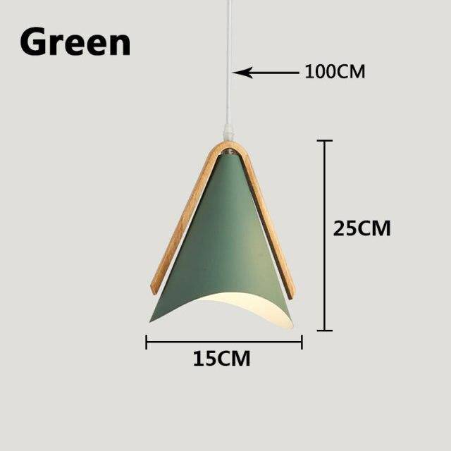 Suspension moderne LED en bois et métal coloré - vue 8 sur 8