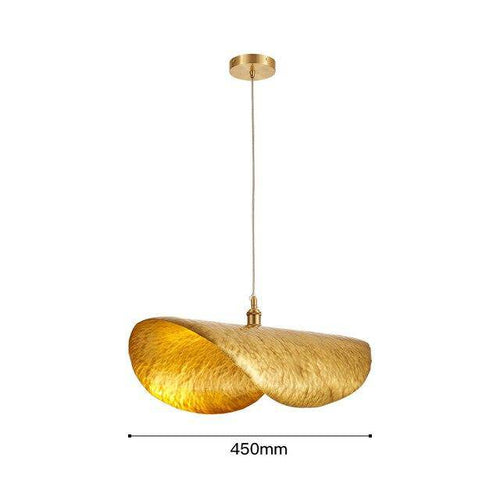Suspension design LED en métal et forme de tuile dorée Lotus - vue 4 sur 6