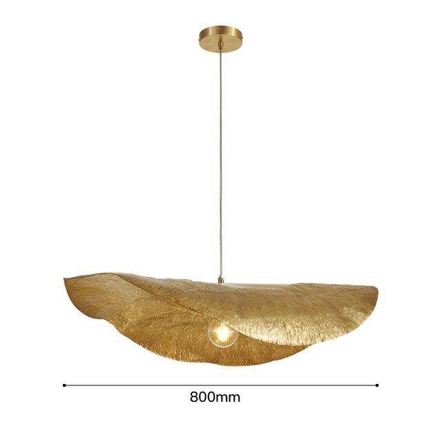Suspension design LED en métal et forme de tuile dorée Lotus - vue 6 sur 6