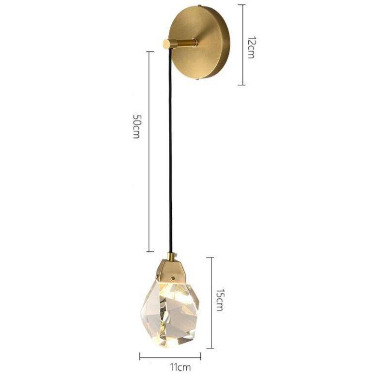 Applique murale design à LED dorée avec verre cristal luxury - vue 6 sur 5