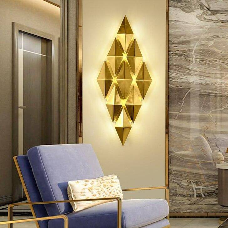 Applique murale design LED avec plusieurs losanges en métal - vue 3 sur 8