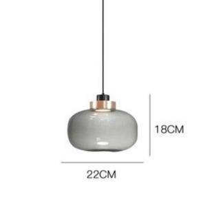 Suspension design LED avec sphère en verre et cercle cuivré - vue 9 sur 8