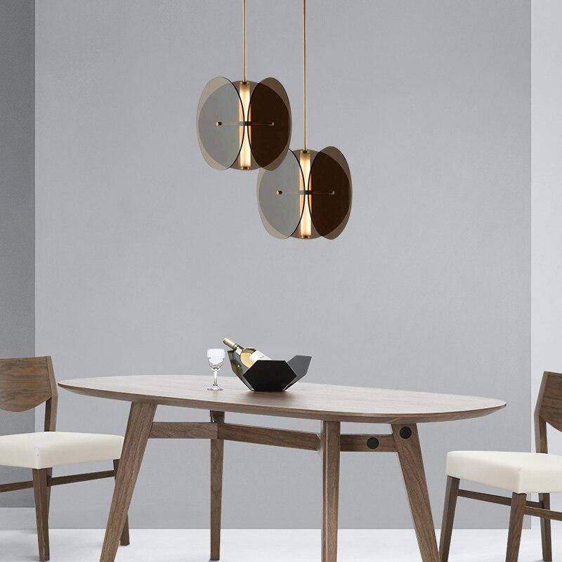 Suspension design à LED avec disques en verre fumé - vue 3 sur 8