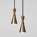 Suspension design LED en bois avec abat-jour conique métal Creative