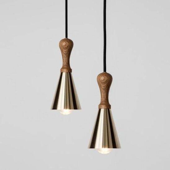 Suspension design LED en bois avec abat-jour conique métal Creative - vue 5 sur 9