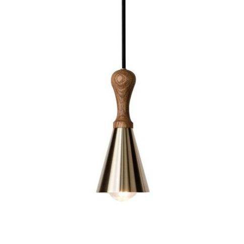 Suspension design LED en bois avec abat-jour conique métal Creative - vue 6 sur 9