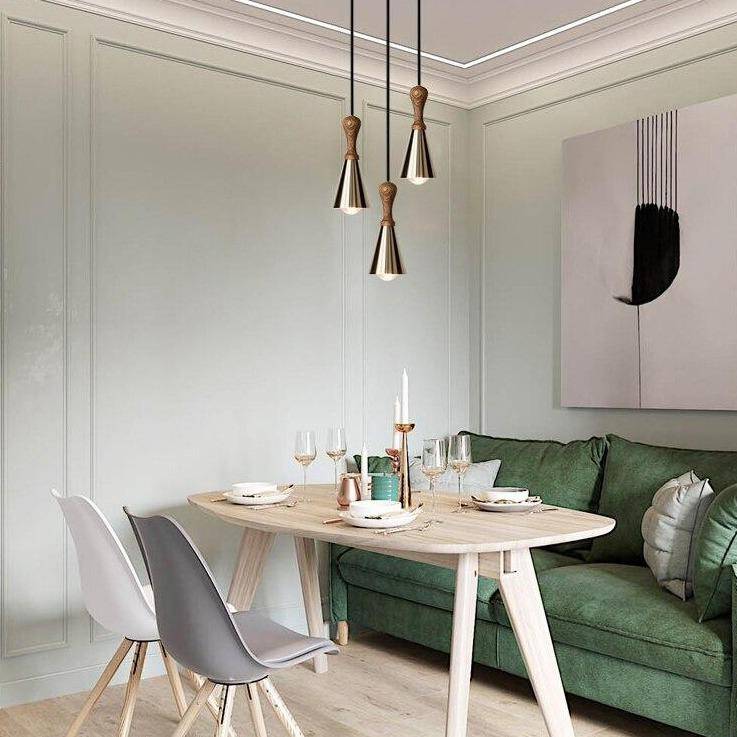 Suspension design LED en bois avec abat-jour conique métal Creative - vue 4 sur 9