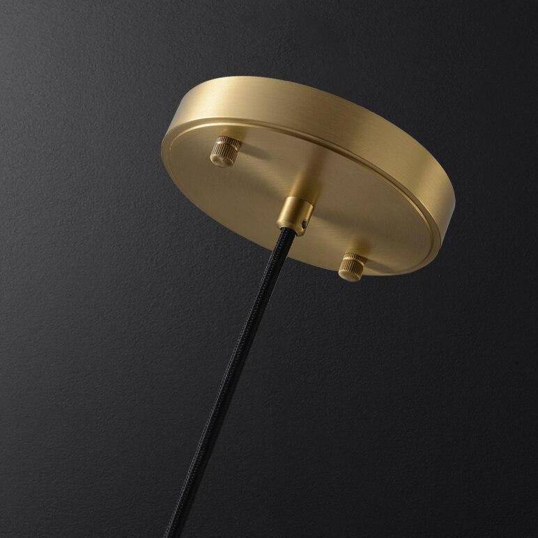 Suspension design LED dorée avec abat-jour en tuile de verre - vue 6 sur 7