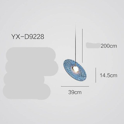 Suspension design à LED avec disque en marbre coloré
