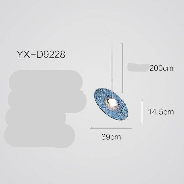 Suspension design à LED avec disque en marbre coloré - vue 6 sur 9