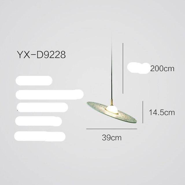 Suspension design à LED avec disque en marbre coloré - vue 9 sur 9