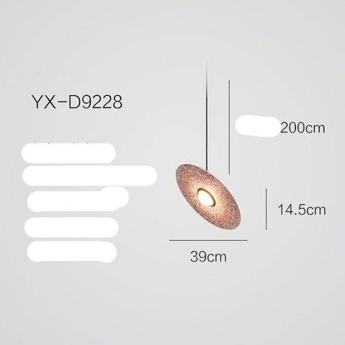 Suspension design à LED avec disque en marbre coloré