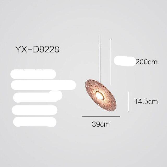 Suspension design à LED avec disque en marbre coloré - vue 7 sur 9