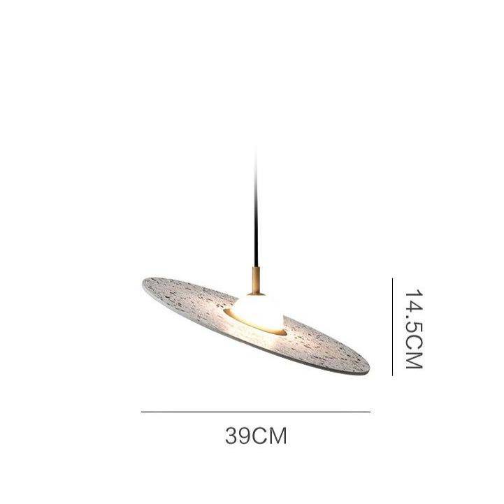 Suspension design à LED avec disque en marbre coloré - vue 5 sur 9