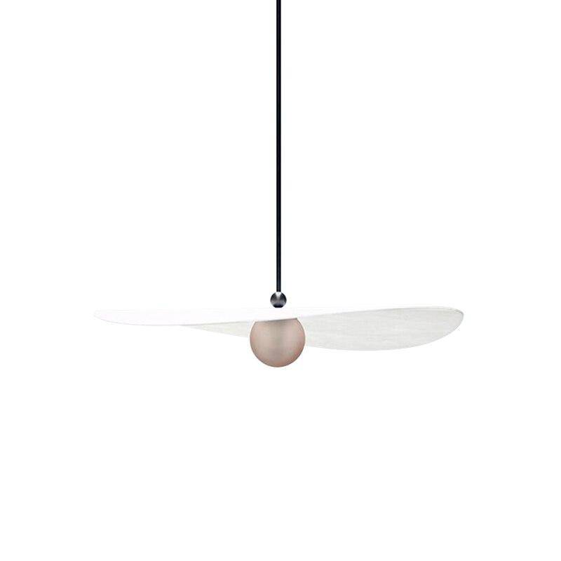 Suspension design LED avec boule métal et abat-jour blanc Line - vue 9 sur 9