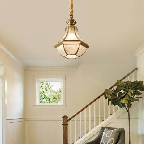 Suspension retro LED dorée et en verre Balcony - vue 3 sur 3