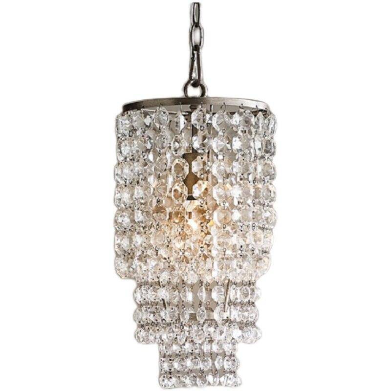 Suspension design LED avec abat-jour en verre cristal doré ou argenté - vue 5 sur 6