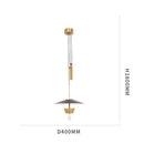 Suspension design LED dorée avec abat-jour chapeau noir