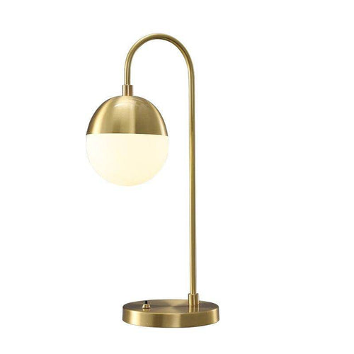 Lampe à poser design LED avec bras doré et boule en verre Soft