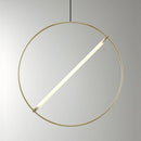 Suspension design LED avec cercle doré et tube lumineux Creative