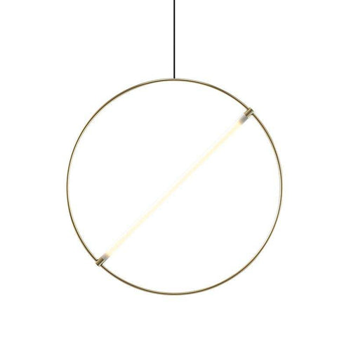 Suspension design LED avec cercle doré et tube lumineux Creative - vue 4 sur 5