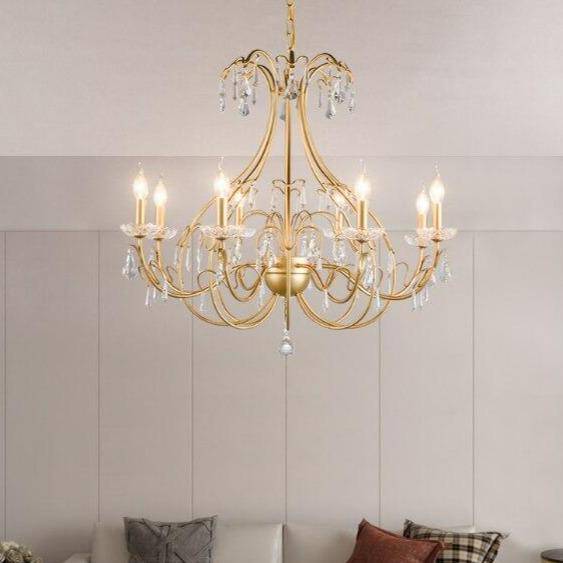 Lustre baroque LED doré avec ampoule en verre cristal rétro - vue 2 sur 6