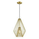 Suspension moderne LED en cage métal design doré