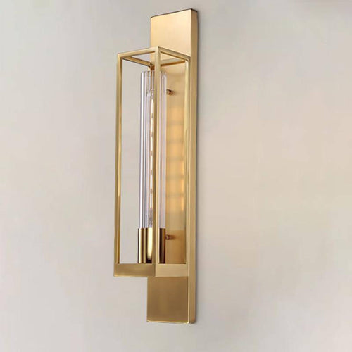 Applique murale design LED avec cage rectangle dorée