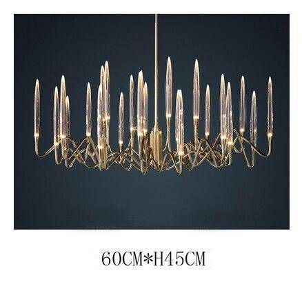 Lustre design LED avec tiges dorées et verre style Hotel - vue 6 sur 11