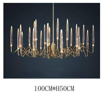 Lustre design LED avec tiges dorées et verre style Hotel - vue 9 sur 11