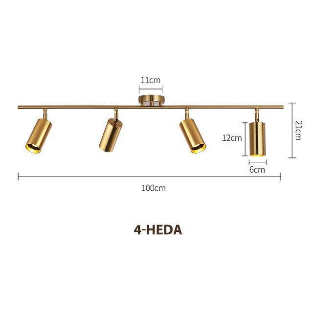Spot moderne arrondi LED en métal doré