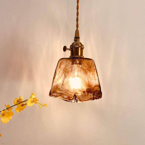 Suspension design à LED avec abat-jour en verre cuivré rétro - vue 6 sur 6