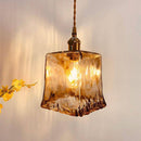 Suspension design à LED avec abat-jour en verre cuivré rétro
